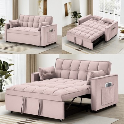 Modern 3-in-1 Pull Out Bed Folding Sofa Convertible Comfy Velvet Sleeper Sofa