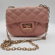 Small Pink Quilted Purse With Chain
