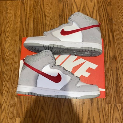 Nike Dunk High GS Athletic Club Light Smoke Grey Red White