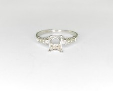 7 x 5 mm Emerald Cut Scroll Shank Sterling Silver Hand Finished Ring Setting