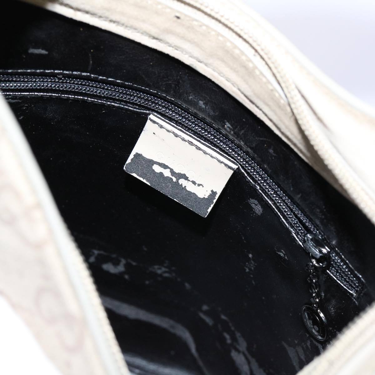 GUCCI GG Canvas Bamboo Shoulder Bag Gray 001 2058 3007 Auth GUCCI GG Canvas Bamboo Shoulder Bag Gray 001 2058 3007 Auth