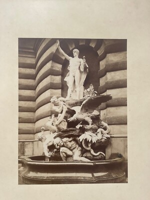 Vienna 1897 Hofburg - Michaelerplatz - Brunnen ''Die Macht zur See'' Albumen