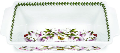 Botanic Garden 11.75''X5.75'' Meatloaf Dish | Sweet Pea Motif | Fine Porcelain | C