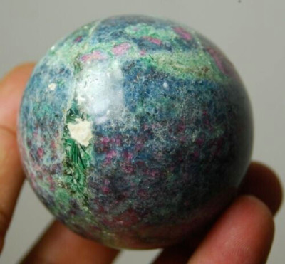 Marvelous Rare Natural Ruby in Kyanite UV Reactive Sphere Ball 52mm 252g