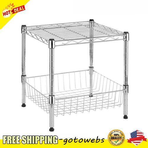 15H 2-Tier Adjustable Freestanding Storage Shelves Compact Space-Saving Design  