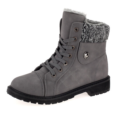 Damen Winterschuhe Stiefeletten 40 Boots Stiefel Gefüttert Winterschuhe Grau 40