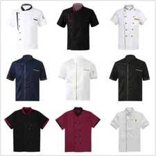 Chef Jacket Chef Coat Men Chef Works Double-breasted White Short Sleeve Uniform