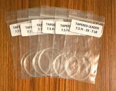 6 Tapered Fly Line Leaders w/ Perfection Loop, 7.5' 2X 7 lb, Fly