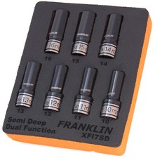 Franklin 7 Piece 1/2in Drive 6 Point Semi-Deep Impact Socket Set 10-16mm XFI7SD