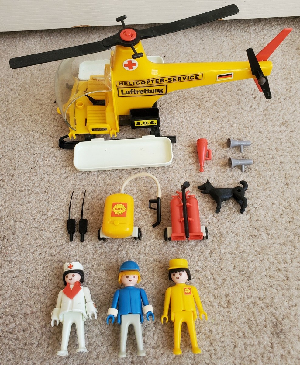 Playmobil 3247 Hélicoptère De Secours Vintage Complet Avec Boîte