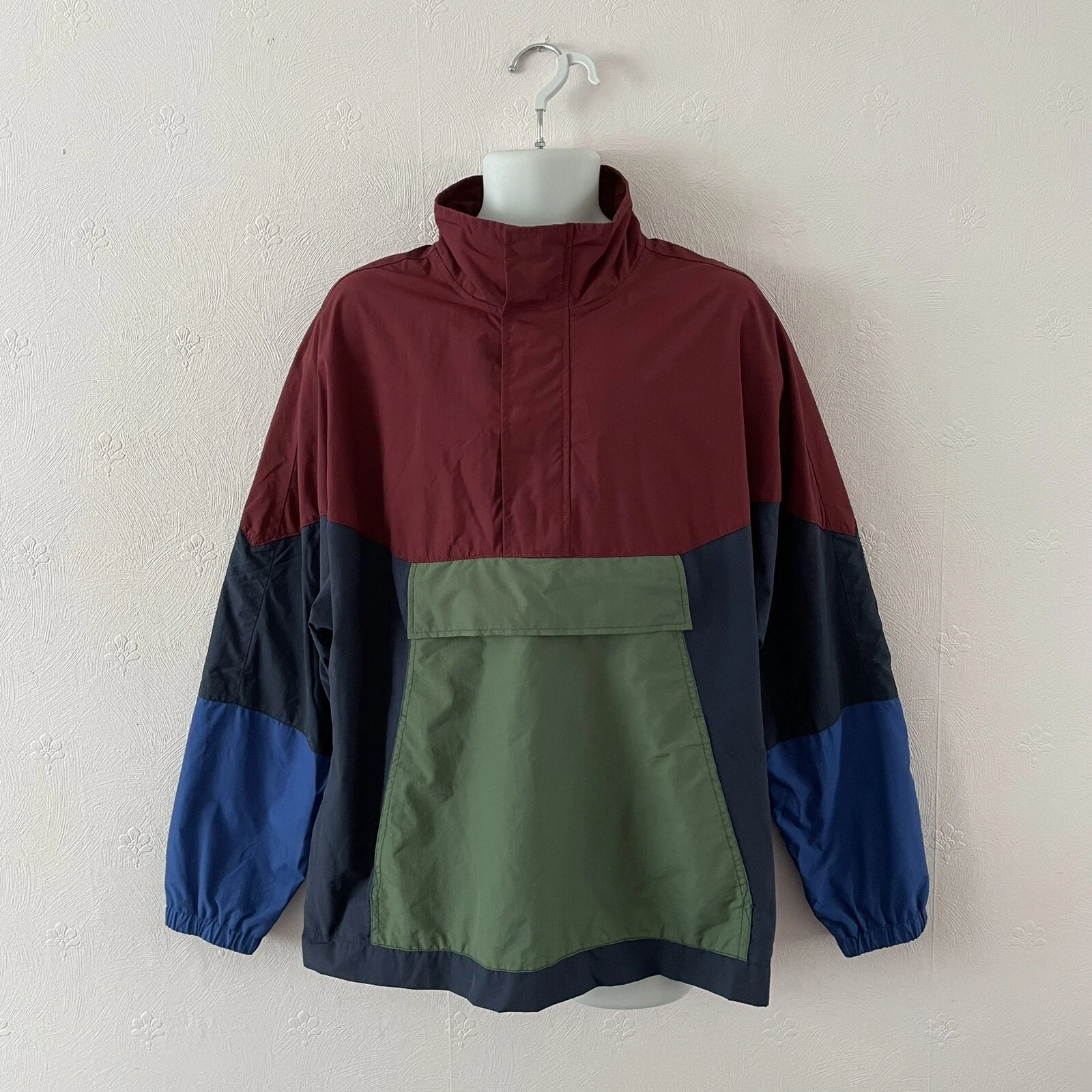 PACSUN 1/2 ZIP JACKET - M - MULTI COLOURBLOCK - LOS ANGELES POCKET WINDBREAKER