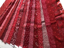 20 All Different Red 2.5 “ X WOF  Jelly Roll 100% cotton fabric quilting strips