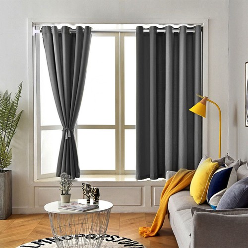 2X Blockout Curtains Thermal Blackout Curtains Fabric Pair Eyelet for Bedroom - Picture 3 of 19