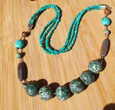 Jay King DTR mine finds multi Stone Turquoise necklace 28'' Sterling 925