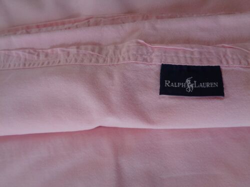 Sábana plana vintage etiqueta azul Ralph Lauren rosa liso cambray tamaño king - Imagen 3 de 8