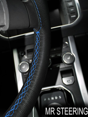 Für Audi A4 1994-2005 Echtes Leder Lenkradbezug Hellblau Mit Doppelnaht