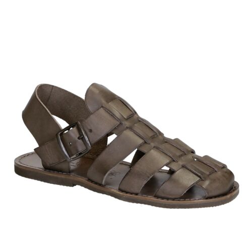 Hecho a mano Hombre Sandalias Franciscanas Cerradas Zapatos Cuero Marrón Oscuro Hecho Italia | eBay