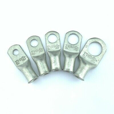 10 Big Battery TIN PLATED Copper Ring Lug Terminal Connector #2 Wire Gauge 1/4"