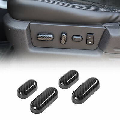 4x Car Seat Adjustment Switch Button Cover Trim For Ford F150 2009+ Carbon Fiber