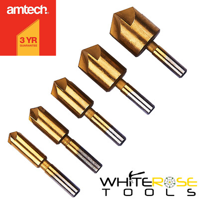 Amtech Kegelsenker Bit Set titanbeschichtet 8-19 mm Holzbohrer Bits F0840 5 Stck.