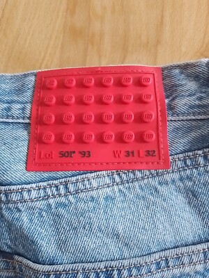 Levis Lego 501 93 W31 L32 Cotton Hellblau Knopfleiste Selten Unisex Neuwertig