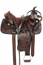 Western Barrel Racing Horse Saddle Premium Leather with tack set 10'' to 18' in