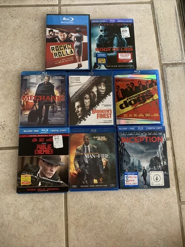 LOT Of 8 Action Adventure Drama Blu Ray Movies Johnny Depp, Denzel, Leo Dicaprio