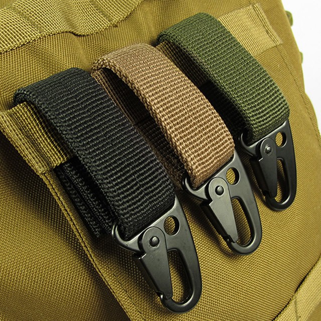Tactical Molle Hanging Belt Carabiner KeyHook bing Buckle Strap Clip