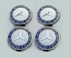4x For Mercedes-Benz Dark Blue Wheel Center Hubcaps Emblem Rim Cap Set 75mm