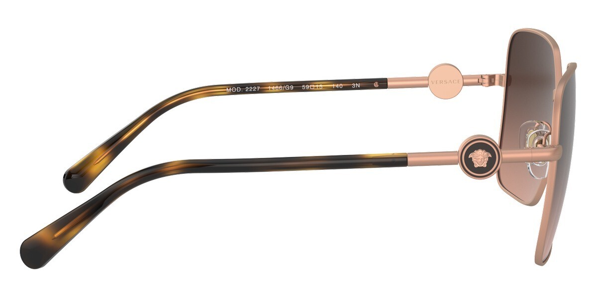 VERSACE 2227 1466/G9 Matte Pink Gold Womens Square Sunglasses 59-15-140 B:51 Versace VE2274 M (58 - 13) with Pink lenses and Gold frame  main image 2