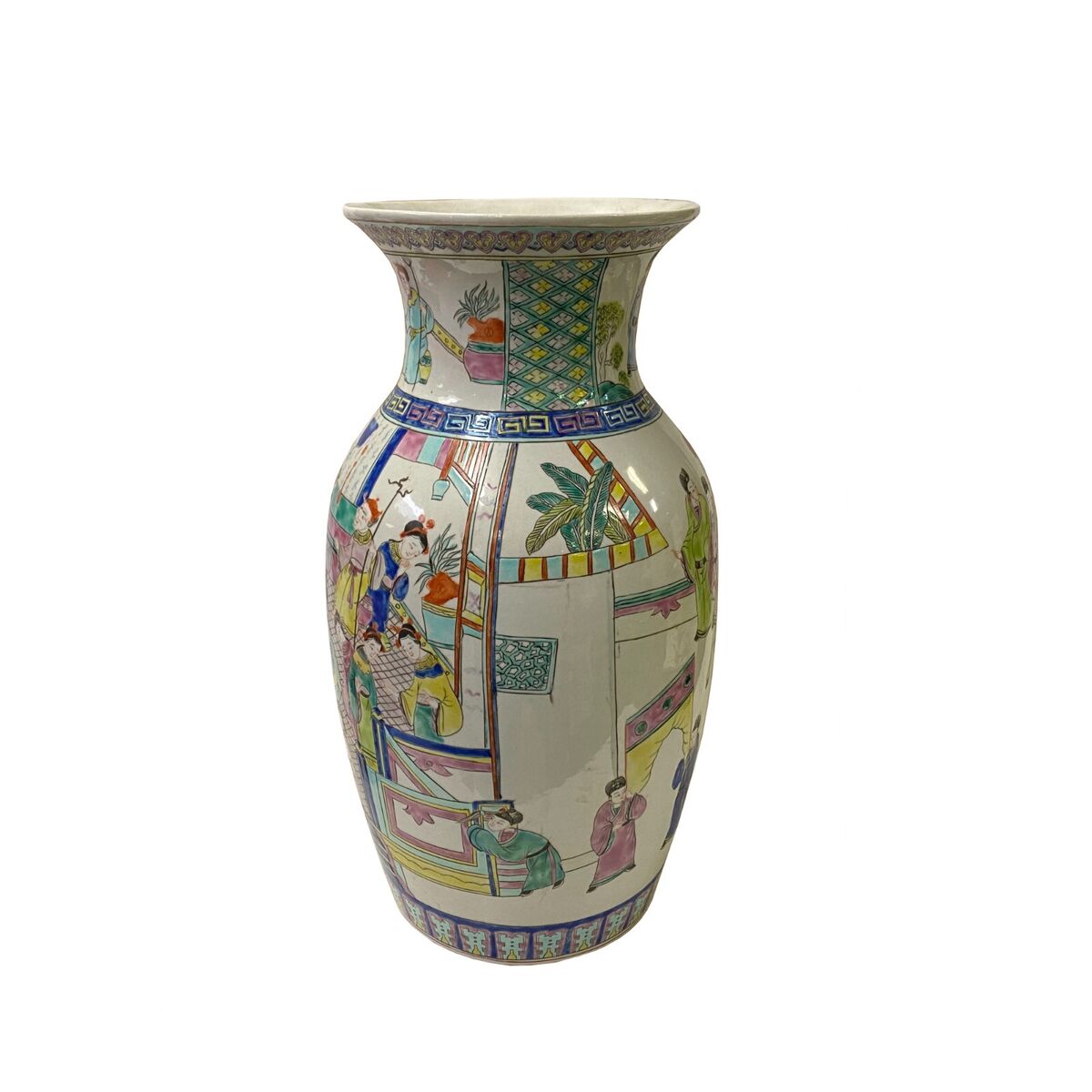 Vintage Chinese White Porcelain Color People House Scenery Graphic Vase ws3386S Vintage Chinese White Porcelain Color People House Scenery Graphic Vase ws3386S
