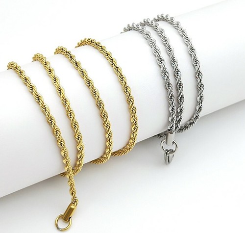 Men Women Silver Black Twist Stainless Steel Link Chain Necklace 45-70cm - Picture 9 of 15