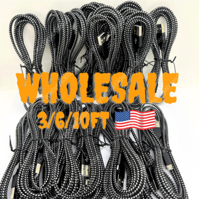 Wholesale Braided Micro USB Fast Charging Data SYNC Charger Cable Cord 3/6/10FT