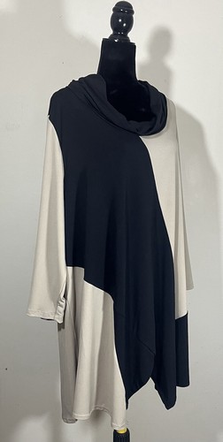Avenue Womens Plus Size 22/24 Top 3/4 Sleeve Piper Tunic Blouse Black Taupe NWT - Picture 7 of 9
