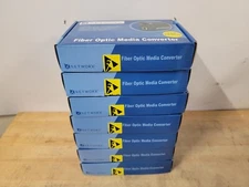LOT OF 7 NEW NETWORX Fiber Optic Media Converter SC Fiber to Ethernet Converter