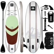 Roc Inflatable SUP Board Bundle: Paddle, Pack  Adventure