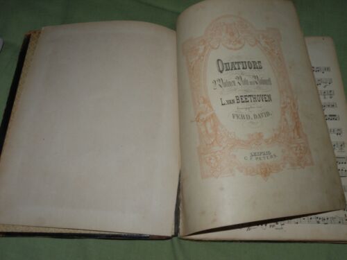Antikes Beethoven Ledereinband Buch C.F. Peters Leipzig Aust. Violine B 1870er Jahre - Bild 4 von 13