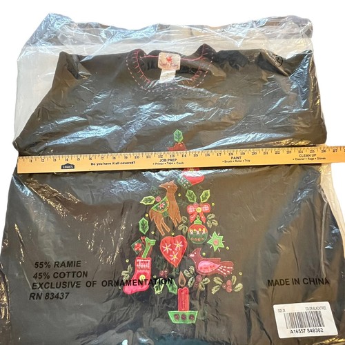 QUACKER FACTORY Light Up Christmas Tree Sweater Sz 3X Black Hot Pink Beaded NEW - Picture 4 of 24