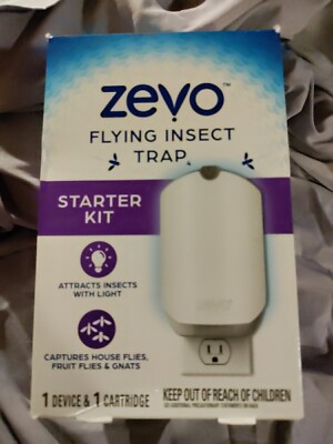 NEW STARTER KIT Zevo Flying Insect Fly Trap (1 Device + Refill)  Blue UV Light