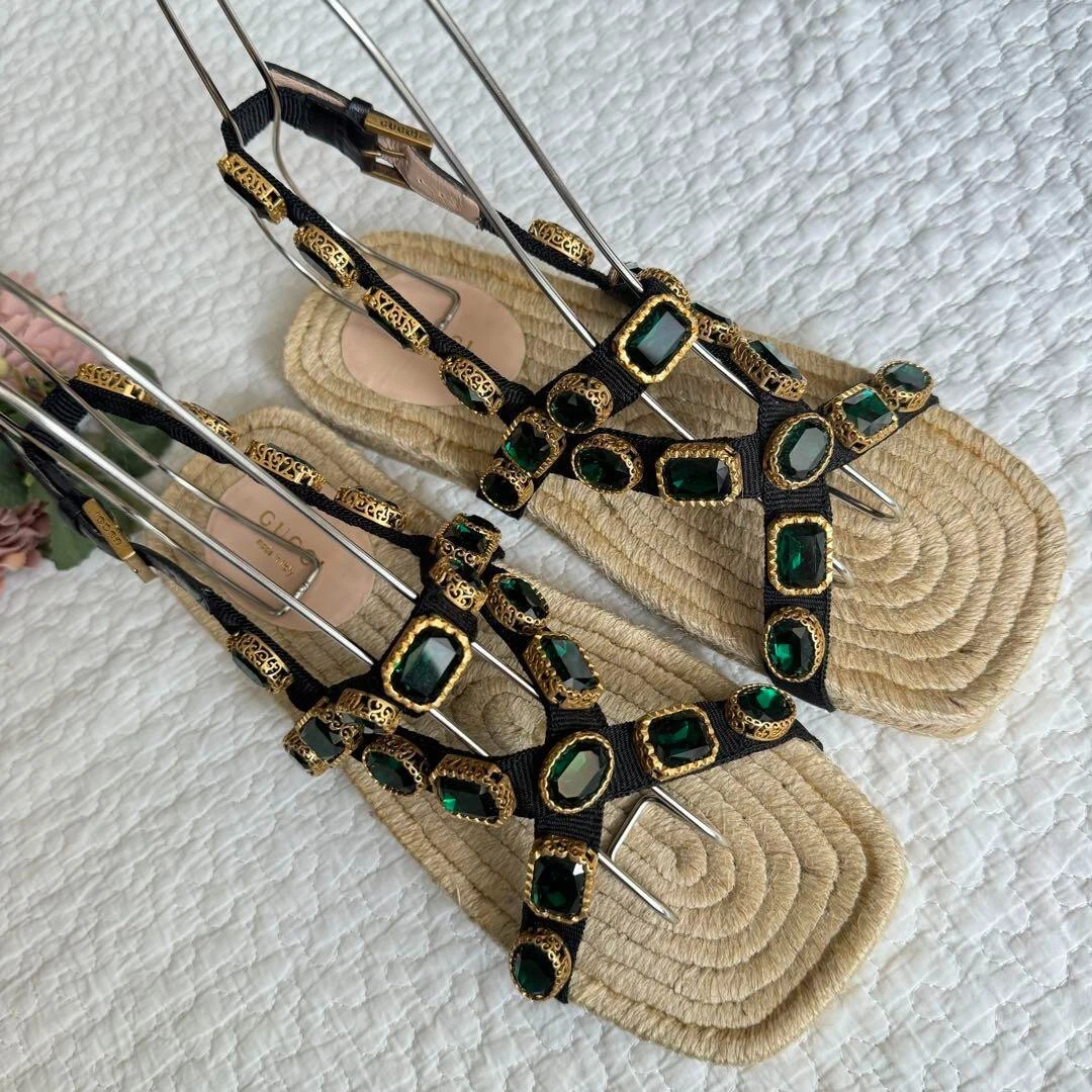 Sandales espadrille GUCCI Michele cristal bijou 38 neuves