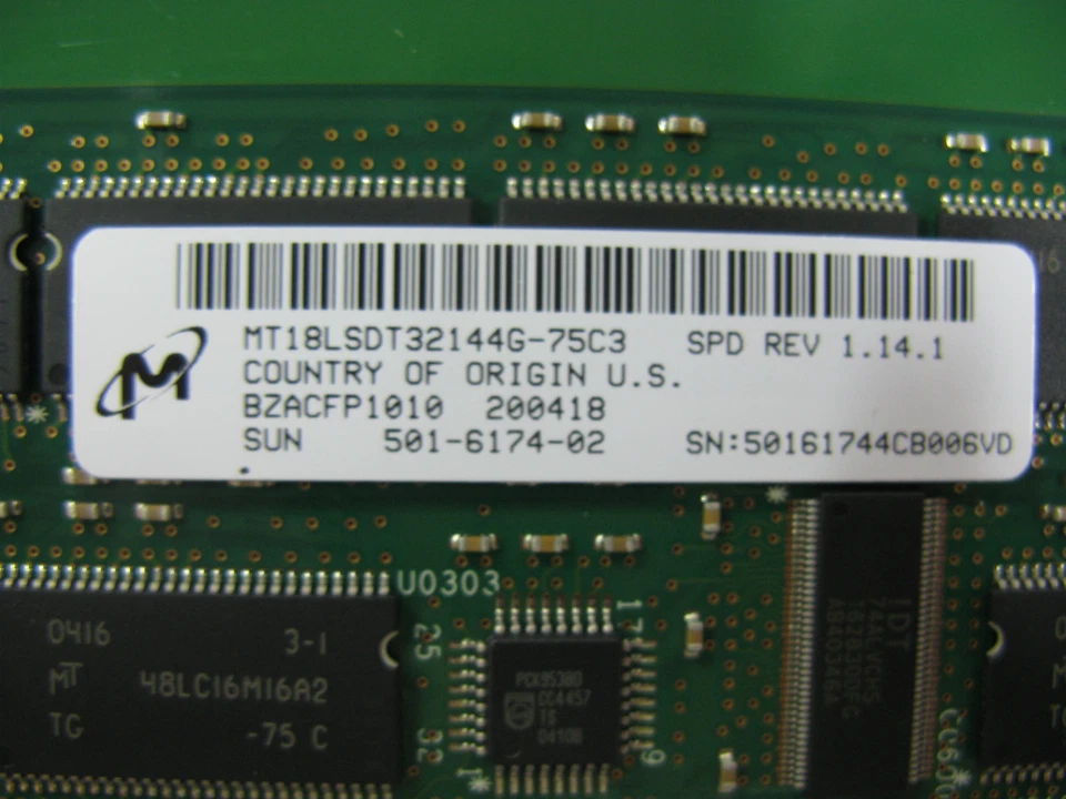 Sun X7062A 501-6174 2GB Mem Kit, (4 * 512MB) para Blade 1000 / 2000 Foto 2 de 2