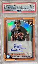 Enrique Bradfield Jr POP 3 Auto Orange /25 COLOR MATCH PSA 9 Baltimore Orioles