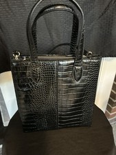 Zara Black Croc-Embossed Crossbody Bag