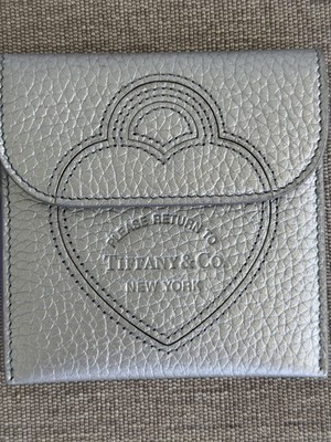 アクセサリー CTHY SILVER WALLET & CARDCASE Tiffany & Co White Leather Silver Charm Coin Purse Wallet Return