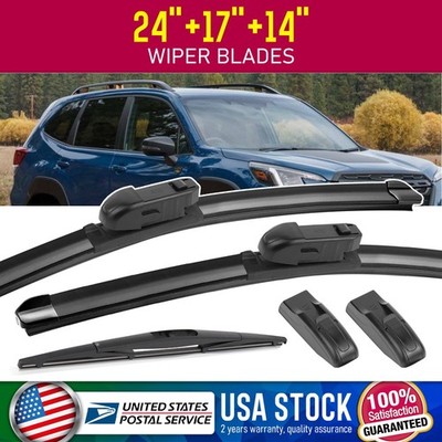 Waterproof Top Lock 24''17''14'' Premium Bracketless Windshield Wiper Blade pair