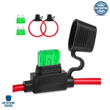 12V Waterproof Blade Fuse Holder 2 Pack with 30A Fuses for Automotive Marine