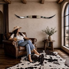 LONGHORN Wall Decor 64&rdquo; Wide + FREE Cowhide Rug Gift Ranch Decor