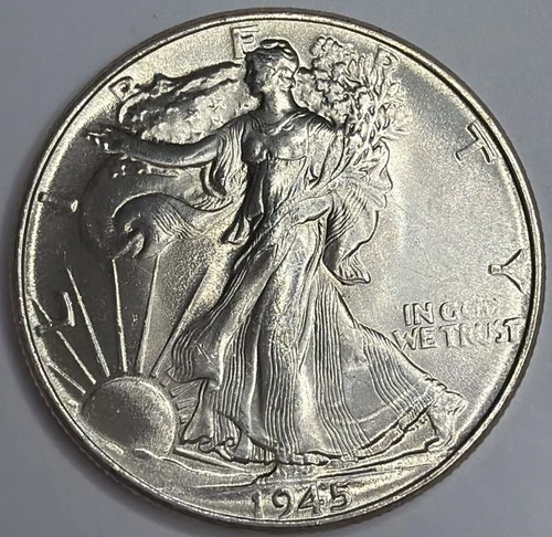 1945 Walking Liberty Silver Half Dollar – 90% Silver 50¢ U.S. Coin