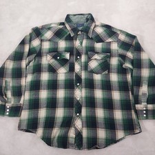 Vintage JC Penney Mens Shop Shirt XL Flannel Pearl Snap Plaid 90s Y2K Outdoorsy