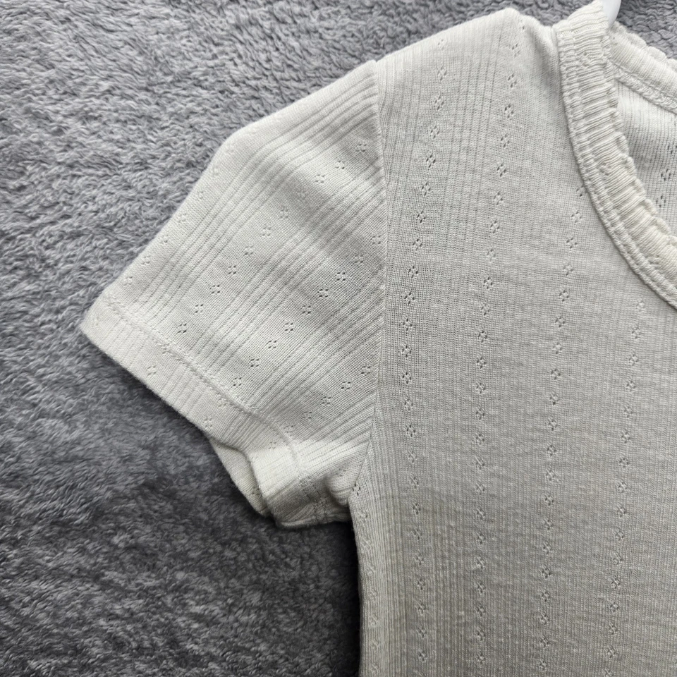 Old Navy Girls Sz M (8) Knit Round Bottom Neck Short Sleeve Top Beige  - Image 3 of 4